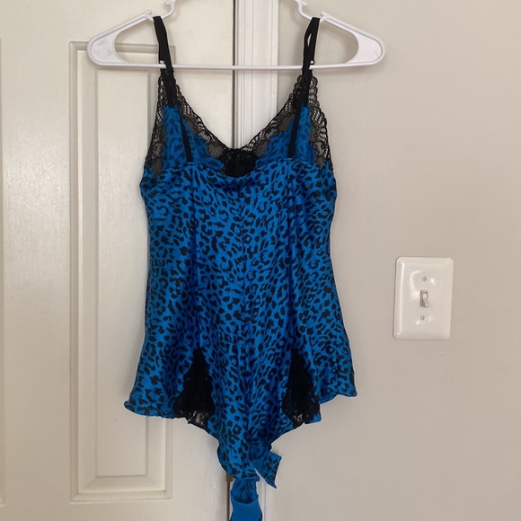 Silk and lace bright blue/black leopard print onesie.. - Picture 2 of 2
